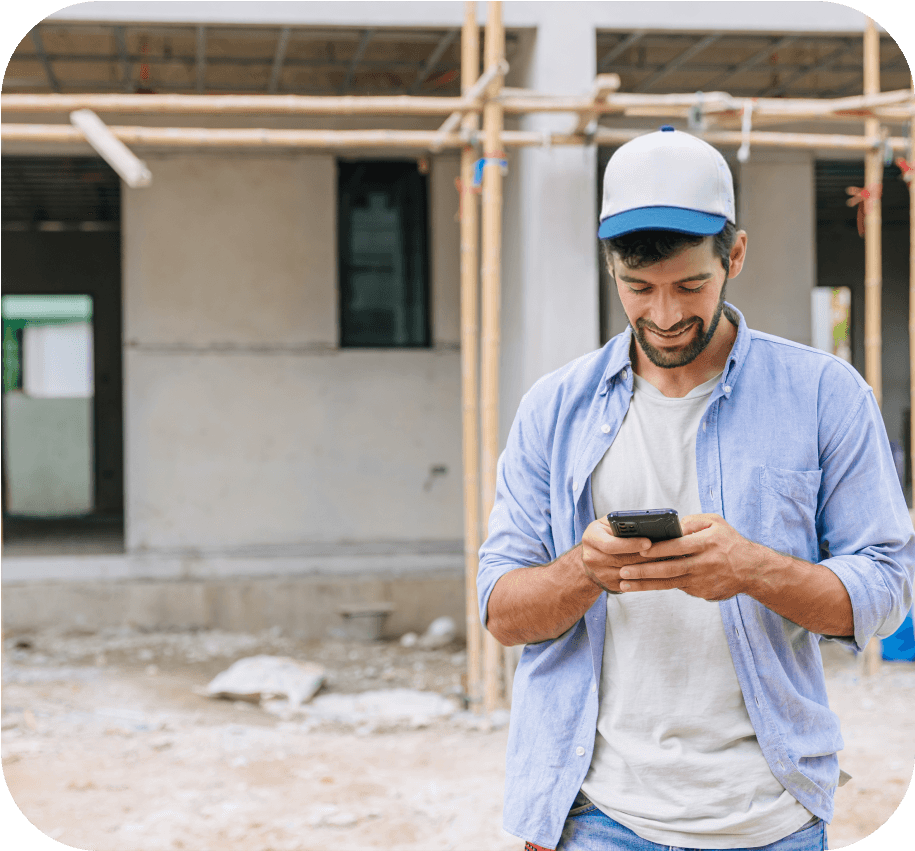 Electrician using phone